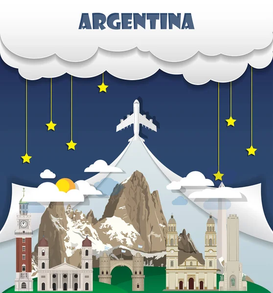 Argentina resor bakgrund Landmark globala resor och resa jag — Stock vektor
