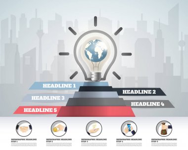 3D Infographic şablonu. Veri görselleştirme. Wor için kullanılabilir