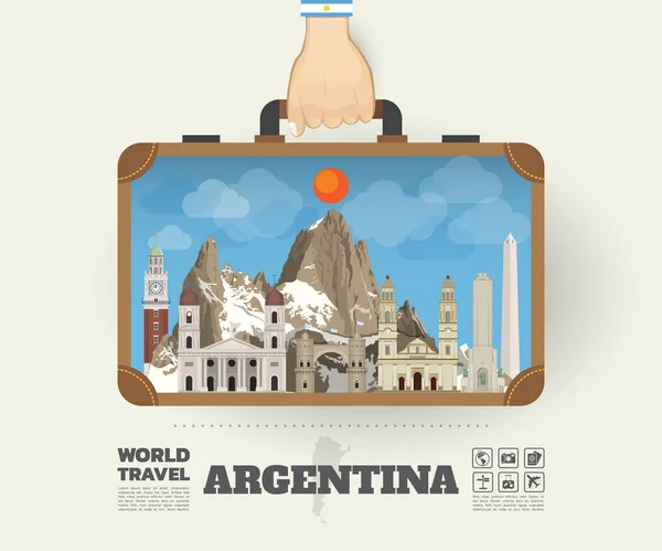 Portare a mano Argentina Punto di riferimento globale di viaggio e viaggio Infog — Vettoriale Stock