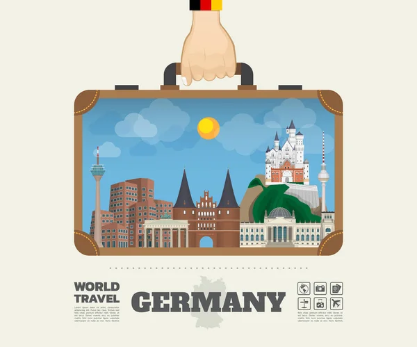 Ручної несуть Німеччина Орієнтир глобальному подорожей і подорож Infogra — стоковий вектор