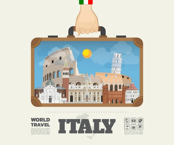 Ручної несуть Італії Орієнтир глобальному подорожей і подорож Infograph — стоковий вектор