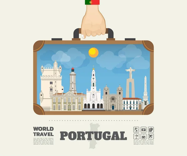 Hand transporterar portugal Landmark globala resor och resa Infographic. — Stock vektor