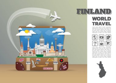 Finlandiya Simgesel Yapı küresel seyahat ve yolculuk Infographic luggage.3