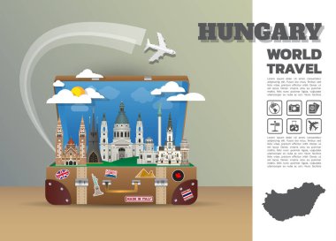 Macaristan Simgesel Yapı küresel seyahat ve yolculuk Infographic luggage.3