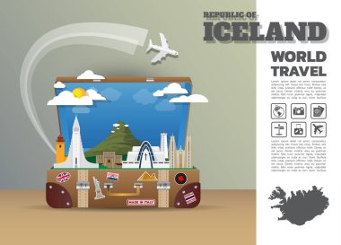 İzlanda Simgesel Yapı küresel seyahat ve yolculuk Infographic luggage.3
