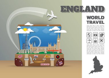 İngiltere'de Simgesel Yapı küresel seyahat ve yolculuk Infographic luggage.3