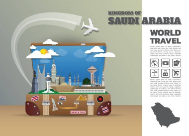 Suudi Arabistan Simgesel Yapı küresel seyahat ve yolculuk Infographic lugg