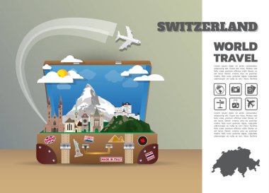 İsviçre Simgesel Yapı küresel seyahat ve yolculuk Infographic lugga