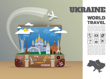 Ukrayna Simgesel Yapı küresel seyahat ve yolculuk Infographic luggage.3