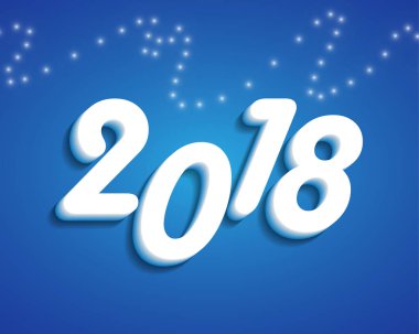 Mutlu yeni yıl 2018. Tebrik kartı. Renkli tasarım. Vektör çizim