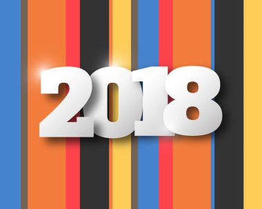 Mutlu yeni yıl 2018. Tebrik kartı. Renkli tasarım. Vektör