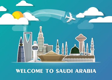 Suudi Arabistan Simgesel Yapı küresel seyahat ve yolculuk kağıt arka plan