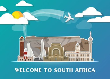 Güney Afrika Simgesel Yapı küresel seyahat ve yolculuk kağıt arka plan