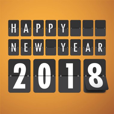 Mutlu yeni yıl 2018. Tebrik kartı. Renkli tasarım. Vektör hastası