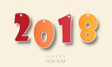 Mutlu yeni yıl 2018. Tebrik kartı. Renkli tasarım. Vektör hastası