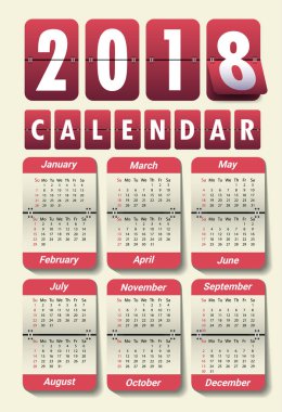2018 Modern Takvim şablonu. Vektör/illüstrasyon.