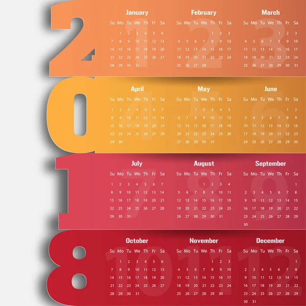 2018 Plantilla de calendario moderno .Vector / ilustración . — Vector de stock