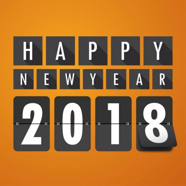 Mutlu yeni yıl 2018. Tebrik kartı. Renkli tasarım. Vektör hastası