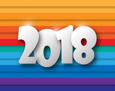 Mutlu yeni yıl 2018. Tebrik kartı. Renkli tasarım. Vektör hastası