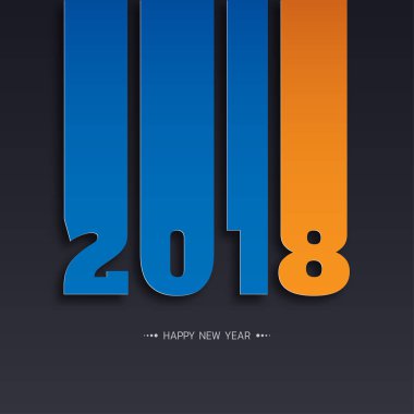 Mutlu yeni yıl 2018. Tebrik kartı. Renkli tasarım. Vektör hastası
