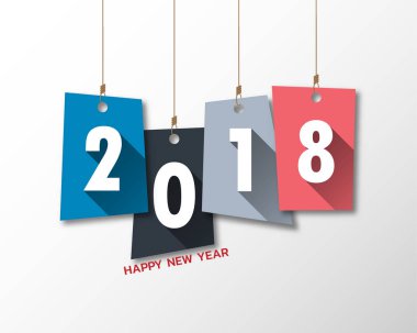 Mutlu yeni yıl 2018. Tebrik kartı. Renkli tasarım. Vektör hastası