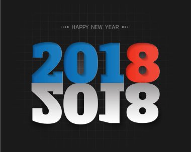 Mutlu yeni yıl 2018. Tebrik kartı. Renkli tasarım. Vektör hastası