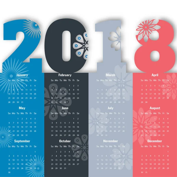 Modèle de calendrier moderne 2018 .Vector / illustration — Image vectorielle