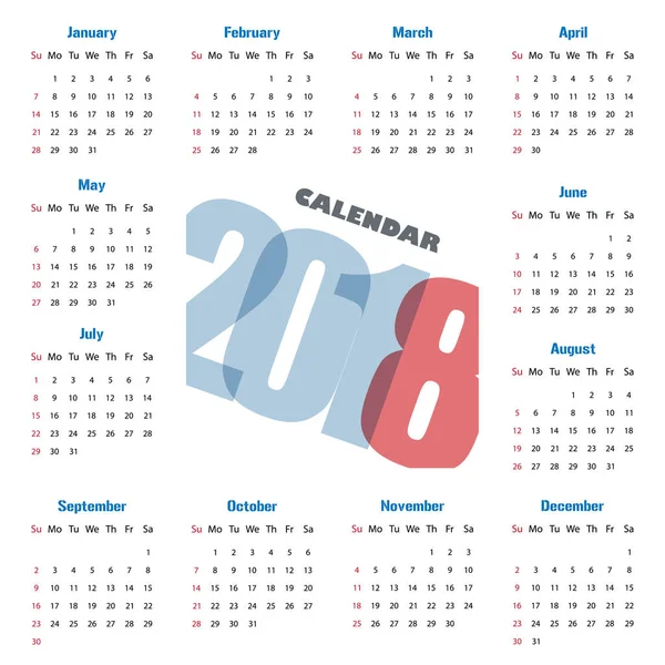 2018 Modello di calendario moderno .Vector / illustrazione — Vettoriale Stock