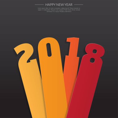 Mutlu yeni yıl 2018. Tebrik kartı. Renkli tasarım. Vektör hastası