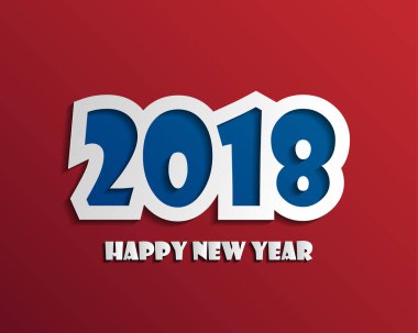 Mutlu yeni yıl 2018. Tebrik kartı. Renkli tasarım. Vektör hastası