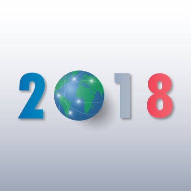 Mutlu yeni yıl 2018. Tebrik kartı. Renkli tasarım. Vektör hastası