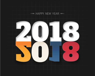 Mutlu yeni yıl 2018. Tebrik kartı. Renkli tasarım. Vektör hastası