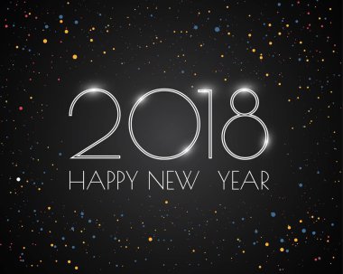 Mutlu yeni yıl 2018. Tebrik kartı. Renkli tasarım. Vektör hastası