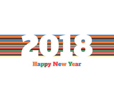 Mutlu yeni yıl 2018. Tebrik kartı. Renkli tasarım. Vektör hastası