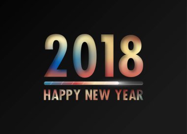 Mutlu yeni yıl 2018. Tebrik kartı. Renkli tasarım. Vektör hastası