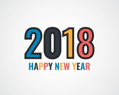 Mutlu yeni yıl 2018. Tebrik kartı. Renkli tasarım. Vektör hastası