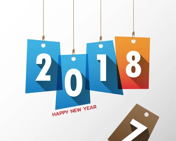Ευτυχισμένο το νέο έτος 2018. Ευχητήρια κάρτα. Πολύχρωμο σχεδιασμό. Διάνυσμα άρρωστος — Διανυσματικό Αρχείο