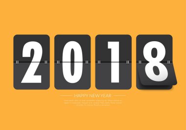 Mutlu yeni yıl 2018. Tebrik kartı. Renkli tasarım. Vektör hastası