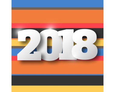 Mutlu yeni yıl 2018. Tebrik kartı. Renkli tasarım. Vektör hastası