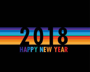 Mutlu yeni yıl 2018. Tebrik kartı. Renkli tasarım. Vektör hastası