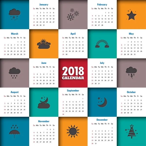 2018 Plantilla de calendario moderno .Vector / ilustración — Archivo Imágenes Vectoriales