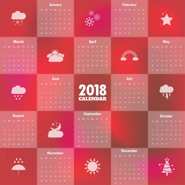 2018 Современный шаблон календаря .Vector / иллюстрация . — стоковый вектор