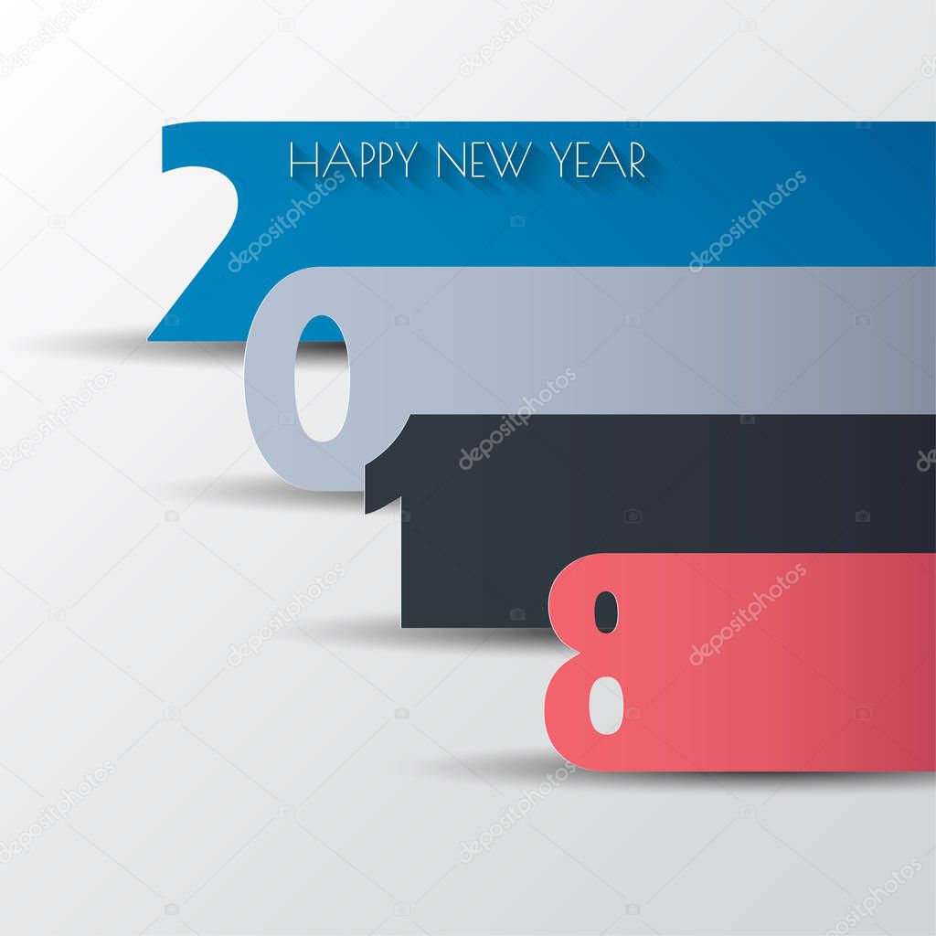 Happy new 2018 year. Greetings card. Colorful design. Vector ill