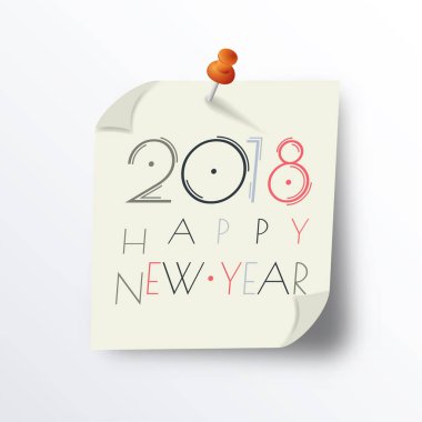 Mutlu yeni yıl 2018. Tebrik kartı. Renkli tasarım. Vektör hastası