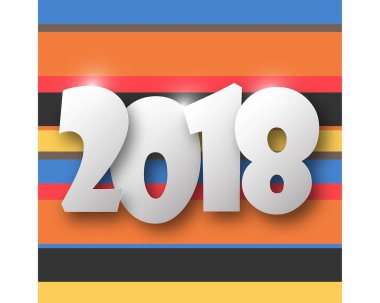 Mutlu yeni yıl 2018. Tebrik kartı. Renkli tasarım. Vektör hastası