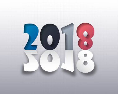 Mutlu yeni yıl 2018. Tebrik kartı. Renkli tasarım. Vektör hastası