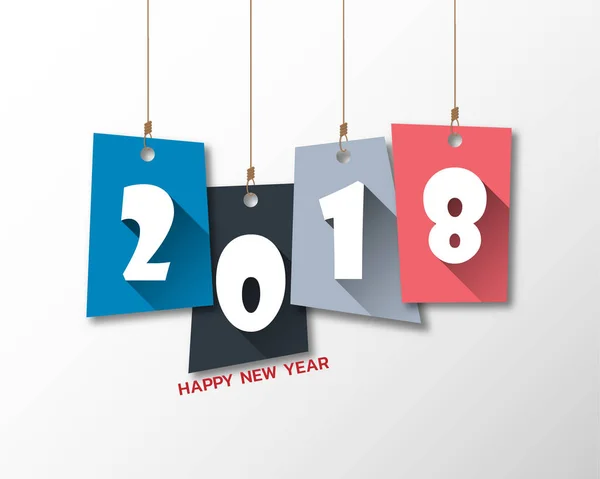 Ευτυχισμένο το νέο έτος 2018. Ευχητήρια κάρτα. Πολύχρωμο σχεδιασμό. Διάνυσμα άρρωστος — Διανυσματικό Αρχείο