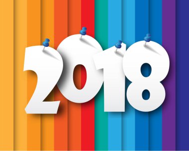 Mutlu yeni yıl 2018. Tebrik kartı. Renkli tasarım. Vektör 