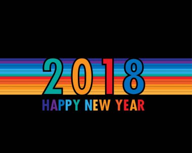 Mutlu yeni yıl 2018. Tebrik kartı. Renkli tasarım. Vektör 