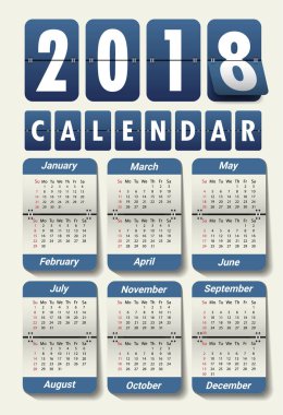 Mutlu yeni yıl 2018. Tebrik kartı. Renkli tasarım. 